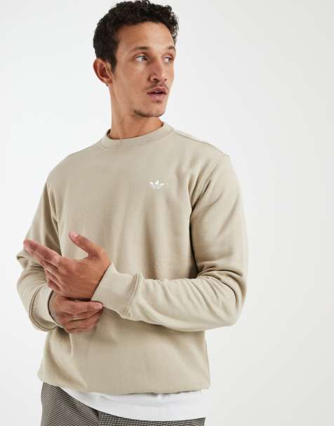 adidas Originals - Trefoil Essentials - Kakifarvet sweatshirt i frotté med rund hals - view 1