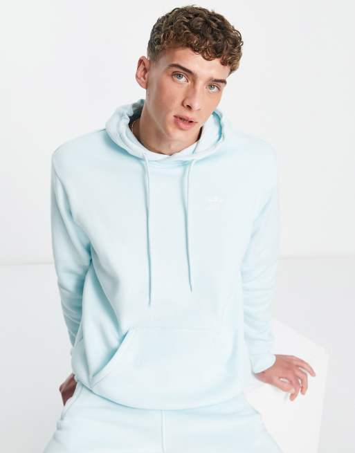 adidas Originals – Trefoil Essentials – Kapuzenpullover in Pastellblau mit Logo