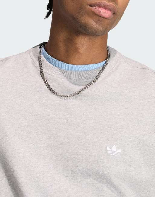adidas Originals – Trefoil Essentials – Langärmliges Shirt in mittlerem Heidegrau, 4 von 4