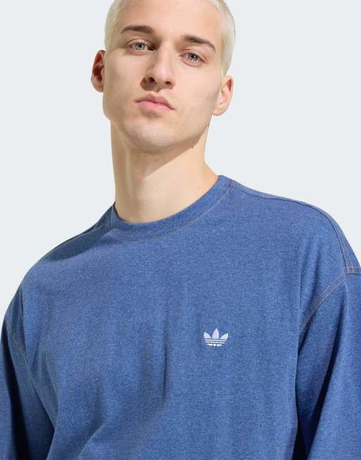 adidas Originals – Trefoil Essentials – Lockeres Cropped-T-Shirt in meliertem Crew-Blau, 2 von 4