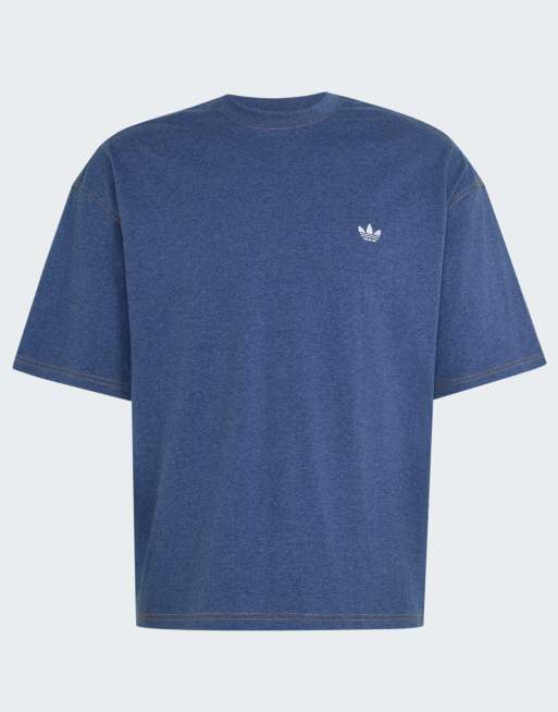 adidas Originals – Trefoil Essentials – Lockeres Cropped-T-Shirt in meliertem Crew-Blau, 4 von 4