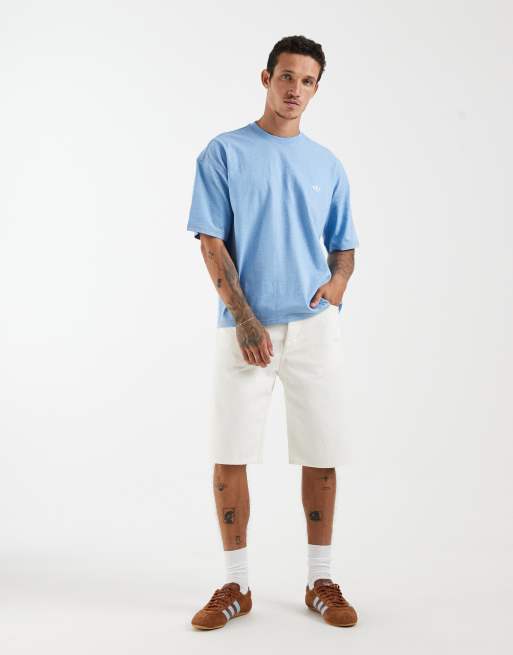 adidas Originals – Trefoil Essentials – Lockeres Cropped-T-Shirt in meliertem Hellblau, 2 von 5
