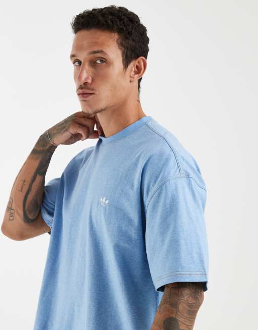 adidas Originals – Trefoil Essentials – Lockeres Cropped-T-Shirt in meliertem Hellblau, 4 von 5