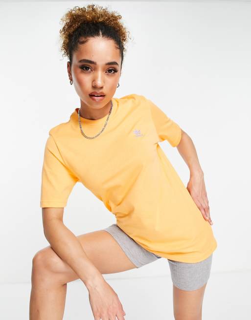 adidas Originals Trefoil Essentials logo boyfriend fit T-shirt in hazy orange | ASOS