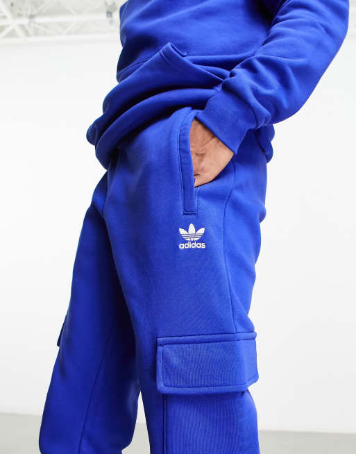 adidas Originals Trefoil Essentials logo cargo joggers in blue