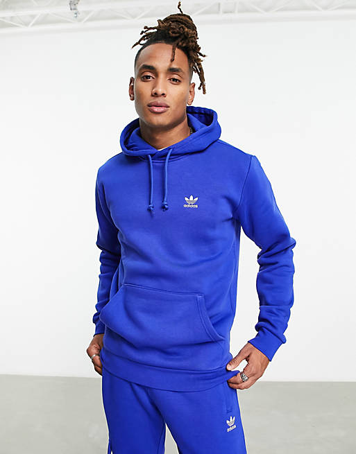 adidas Originals Trefoil Essentials logo hoodie in blue | ASOS