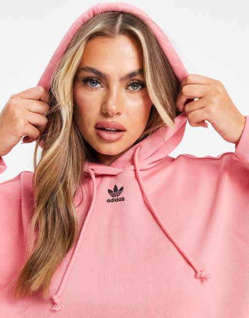 adidas Originals Trefoil Essentials logo hoodie in hazy rose ASOS