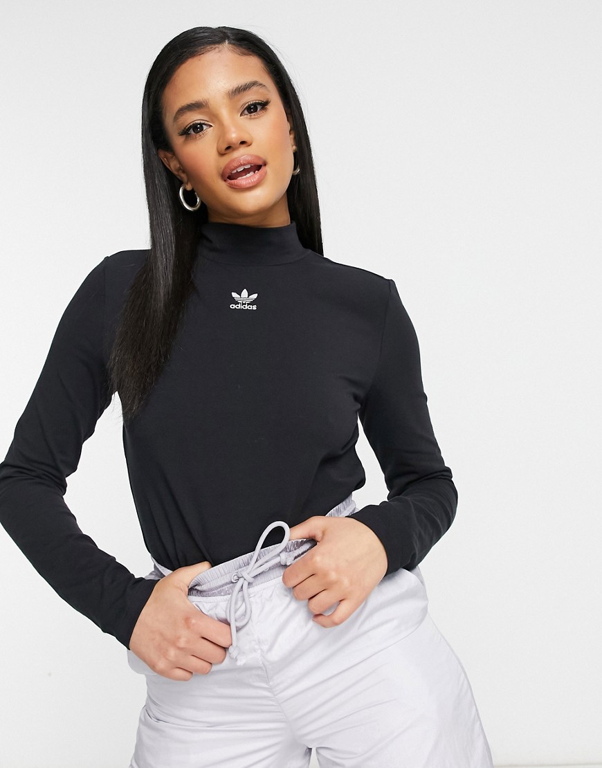 Adidas Originals Trefoil Essentials logo long sleeve top in black
