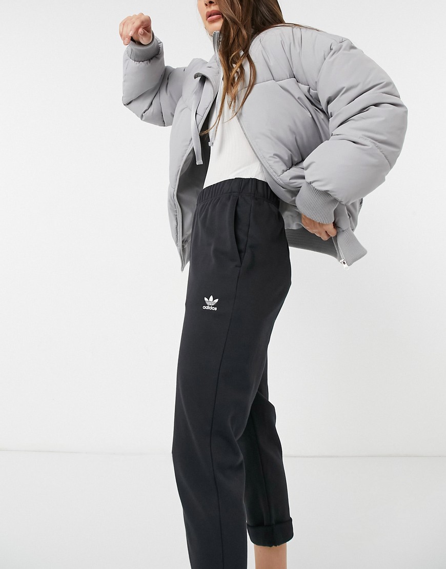 Adidas Originals Trefoil Essentials logo straight leg sweatpants in black