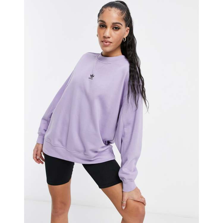 adidas originals trefoil essentials logo hoodie in purple