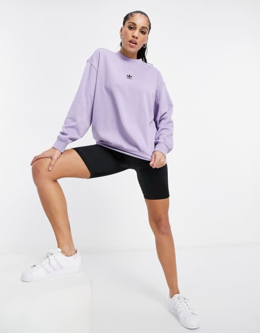 adidas Originals Trefoil Essentials logo sweatshirt in purple | ASOS