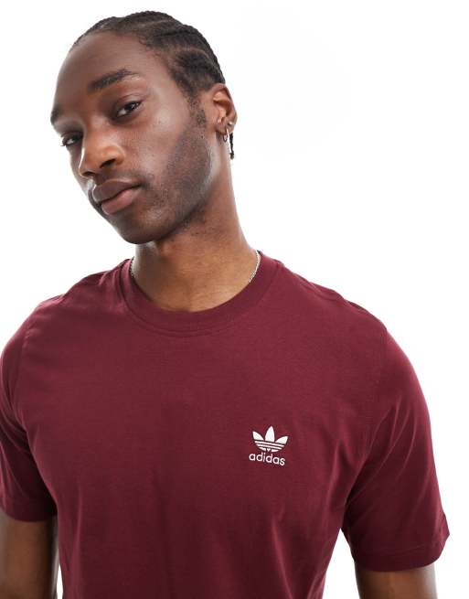 adidas Originals Trefoil essentials logo t shirt in burgundy ASOS