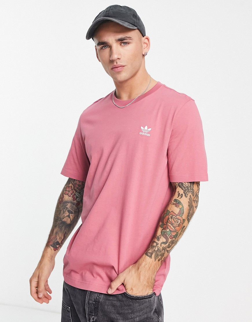 adidas Originals Trefoil Essentials logo t-shirt in dusty pink