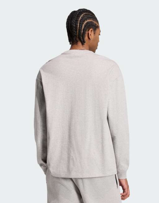 adidas Originals Trefoil essentials longsleeve tee in medium grey heather, 3 of 4