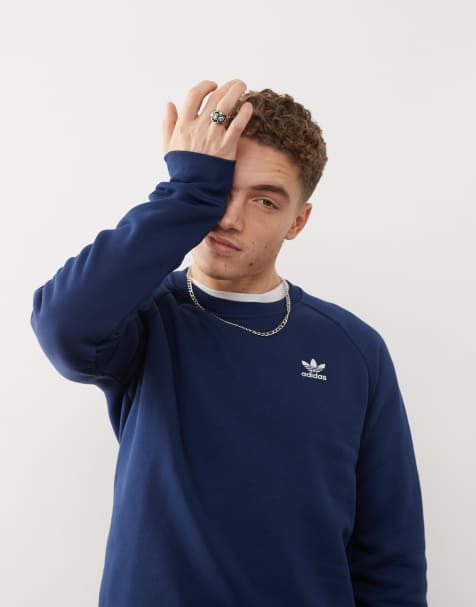 adidas Originals – Trefoil Essentials – Marinblå sweatshirt med treklöver - view 1