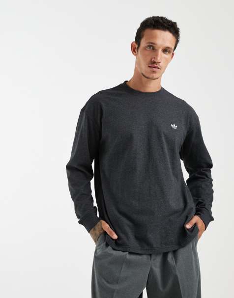 adidas Originals - Trefoil Essentials - Meleret mørkegrå T-shirt med lange ærmer - view 1