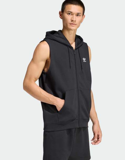 adidas Originals - Trefoil Essentials - Mouwloze hoodie in zwart - view 1