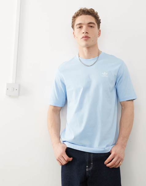 adidas Originals – Trefoil Essentials – Niebieski T-shirt z logo Trefoil - view 1