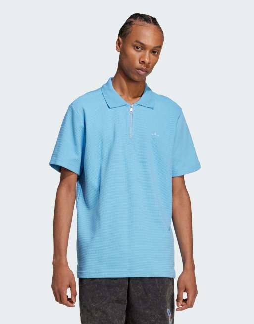 adidas Originals - Trefoil Essentials - Poloshirt met wafelstructuur in lichtblauw