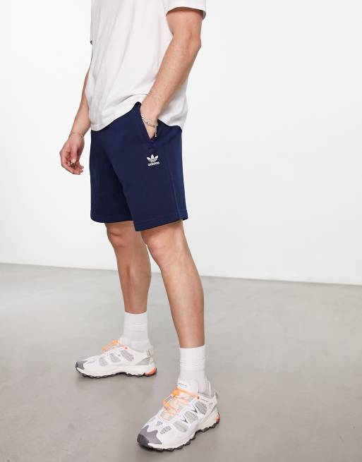 adidas Originals Trefoil Essentials small logo shorts in navy | ASOS