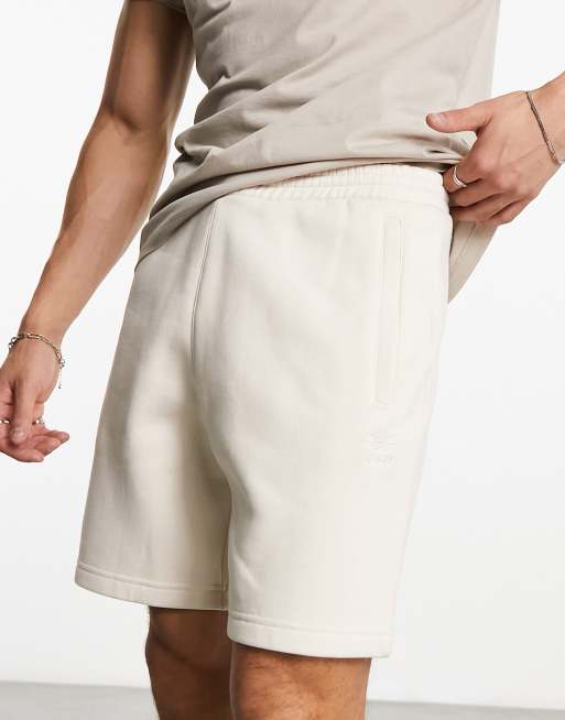 adidas Originals Trefoil Essentials small logo shorts in off white | ASOS