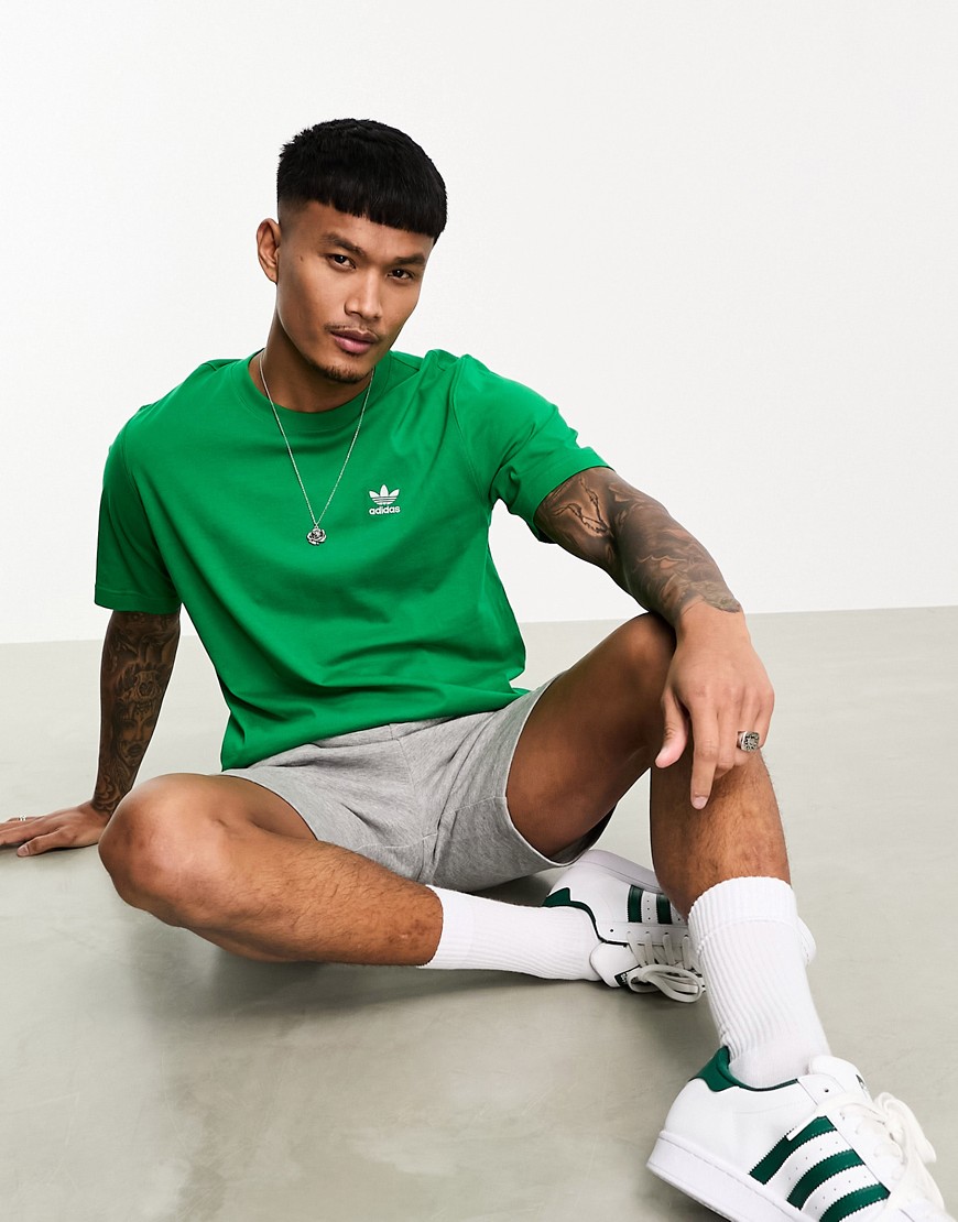 adidas Originals Trefoil Essentials small logo t-shirt in green