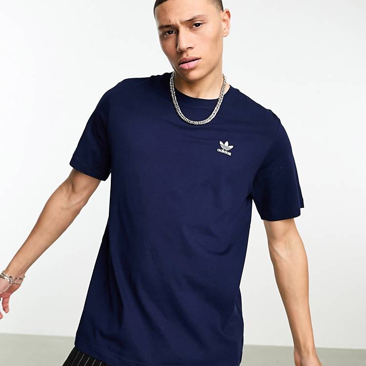 adidas Originals Trefoil Essentials small logo t-shirt in navy | ASOS