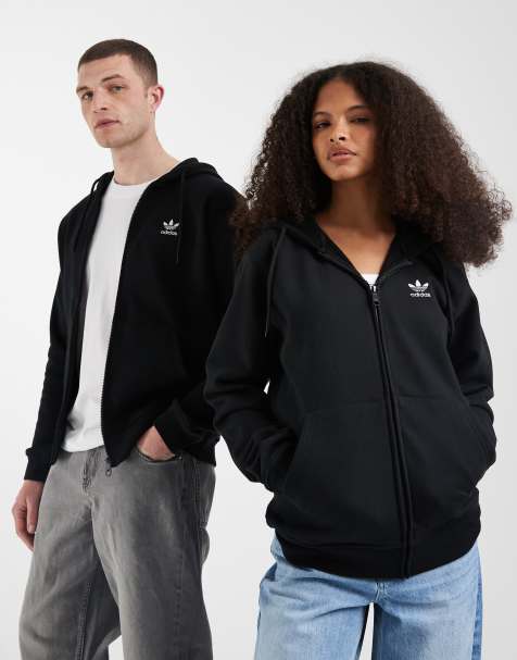 adidas Originals - Trefoil Essentials - Sort hættetrøje med gennemgående lynlås - view 1