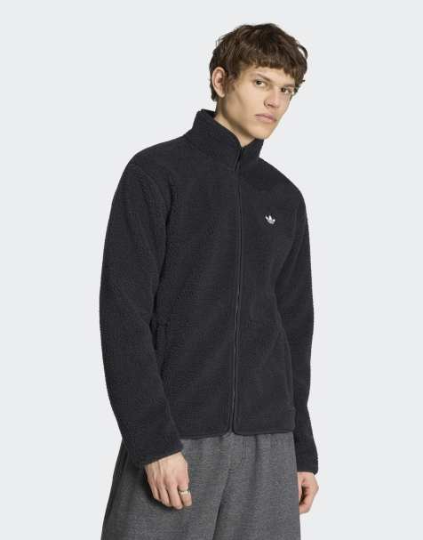 adidas Originals - Trefoil Essentials - Sort jakke i teddy-fleece - view 1