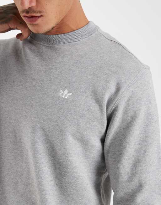 adidas Originals – Trefoil Essentials – Sweatshirt aus French Terry in Mittelgrau meliert mit Rundhalsausschnitt, 3 von 5
