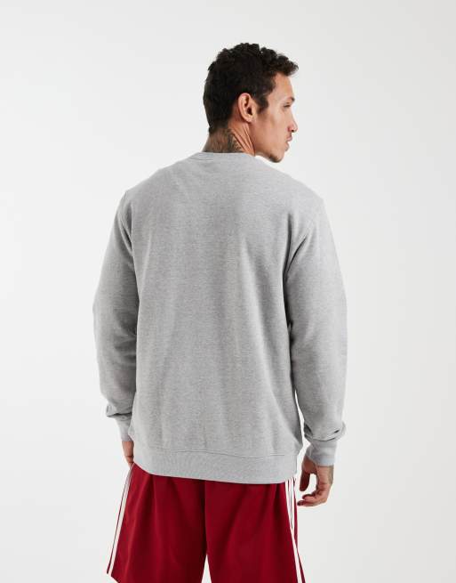 adidas Originals – Trefoil Essentials – Sweatshirt aus French Terry in Mittelgrau meliert mit Rundhalsausschnitt, 4 von 5