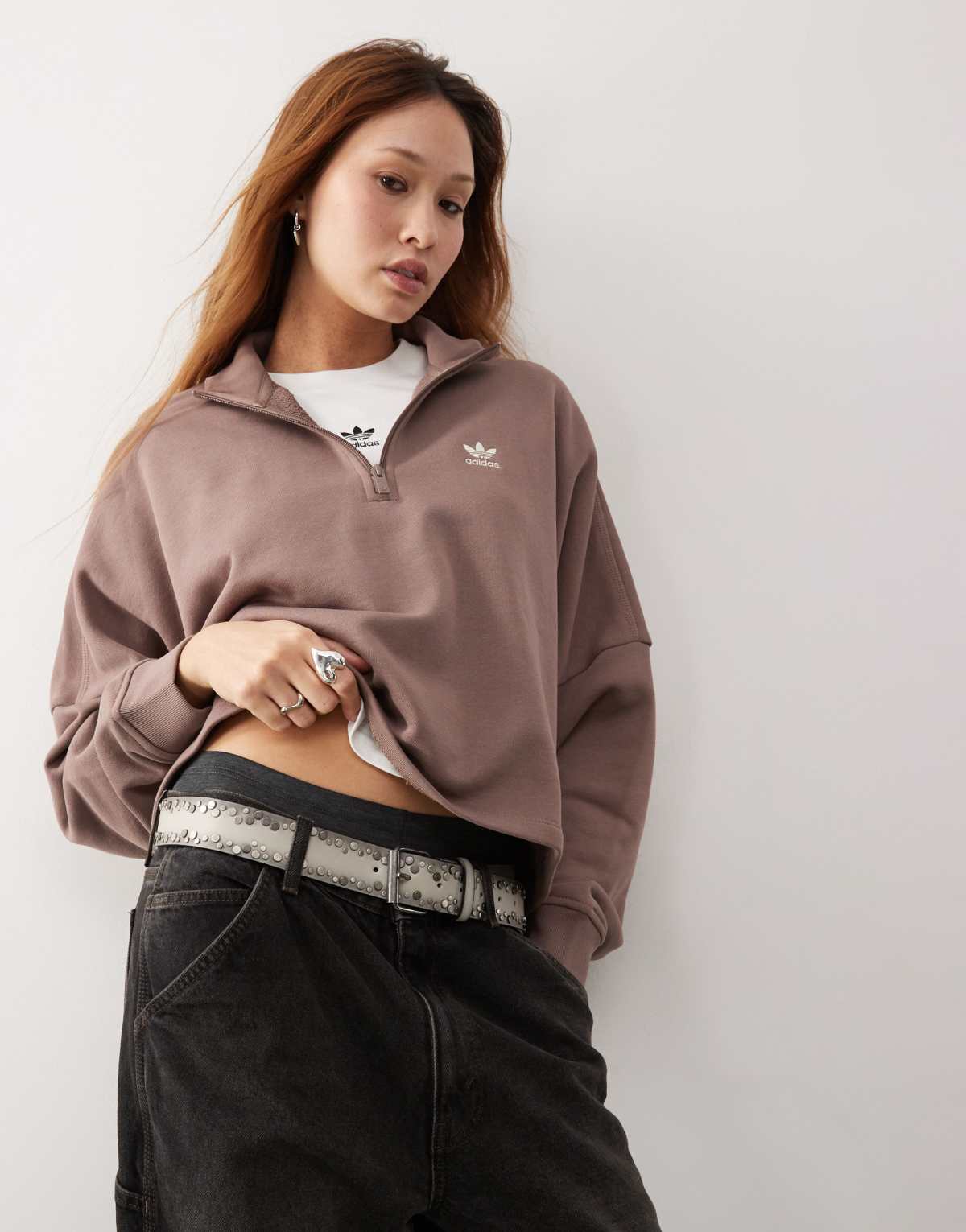 adidas Originals Trefoil Essentials sweatshirt in brown