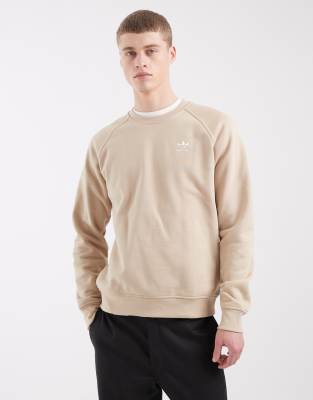 Originals - Trefoil Essentials - Sweatshirt in Khaki mit Rundhalsausschnitt und Dreiblatt-Logo-Grün Grün M