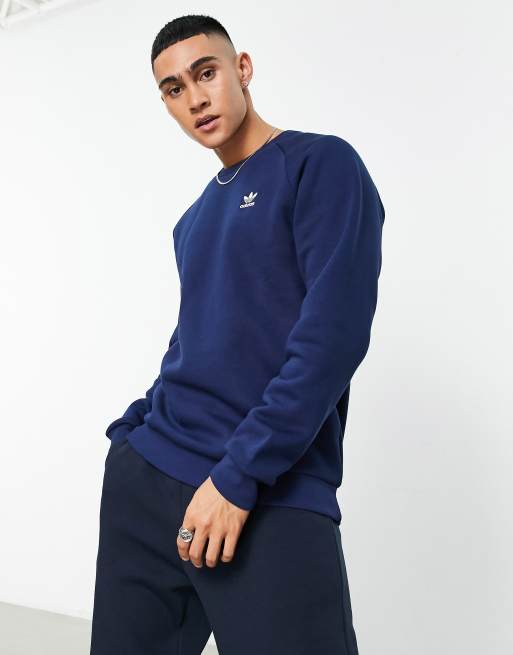 adidas Originals Trefoil Essentials sweatshirt in navy | ASOS