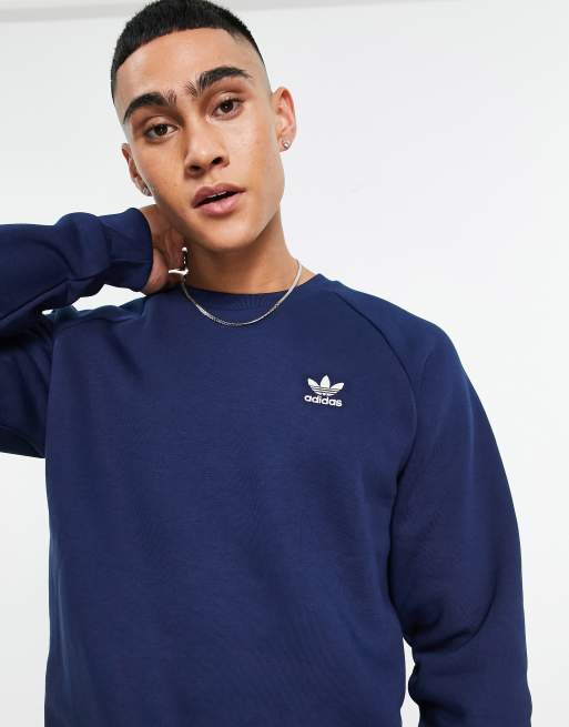 adidas Originals Trefoil Essentials sweatshirt in navy | ASOS