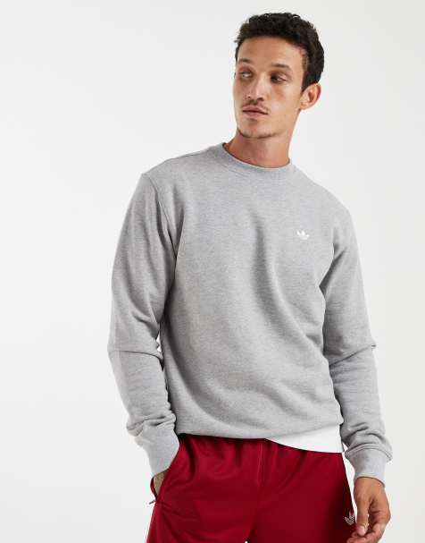 adidas Originals - Trefoil Essentials - Sweatshirt van French terry met ronde hals in gemêleerd medium grijs - view 1