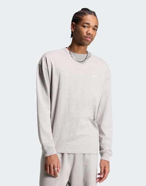 adidas Originals - Trefoil Essentials - T-shirt a maniche lunghe grigio medio mélange - view 1