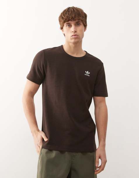 adidas Originals – Trefoil Essentials – T-Shirt in Aurora Coffee mit Waffelstruktur - view 1