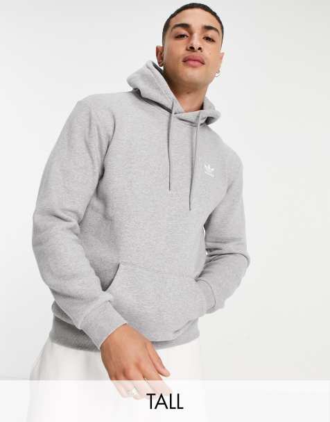 adidas Originals – Trefoil Essentials Tall – Grå huvtröja med logga - view 1