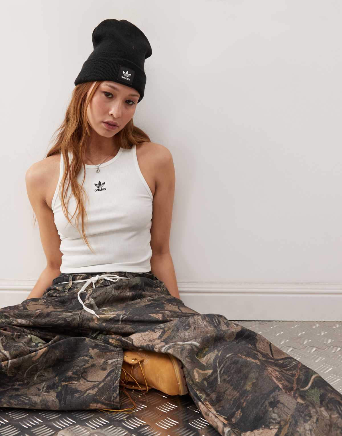 adidas Originals Trefoil Essentials tank in white rib