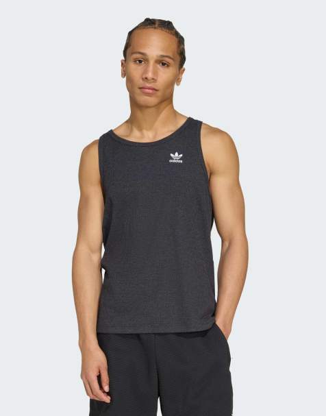 adidas Originals Trefoil essentials tank top in black / white