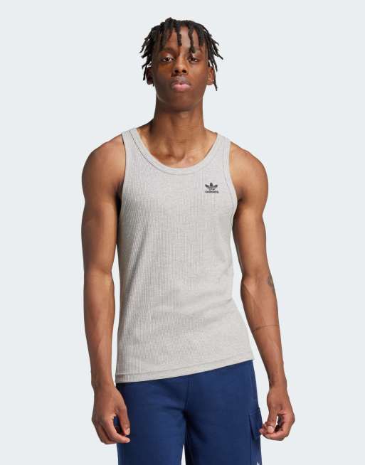 adidas Originals - Trefoil Essentials - Tanktop in gemêleerd medium grijs