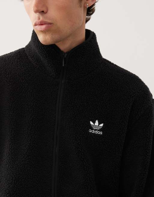 adidas Originals Trefoil essentials teddy fleece in black | ASOS