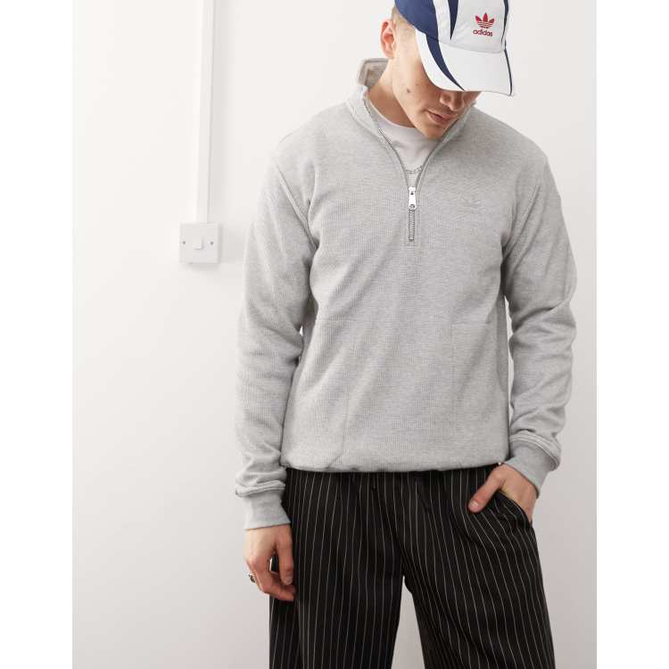 adidas Originals Trefoil Essentials waffle 1/4-zip sweat in