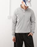 [adidas Originals] adidas Originals Trefoil Essentials waffle 1/4 zip sweat in grey 2XL Medium grey heather