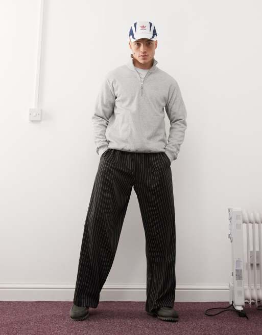 adidas Originals Trefoil Essentials waffle 1/4-zip sweat in
