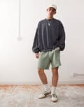 [adidas Originals] adidas Originals Trefoil Essentials waffle shorts in green L Mid Green