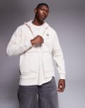 [adidas Originals] adidas Originals Trefoil Essentials zip through hoodie in cream with contrast stitch detail-White L wonder white