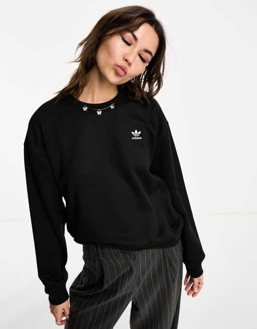 adidas Originals - Trefoil - Felpa nera girocollo ampia