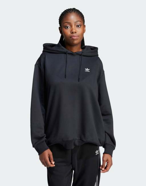 adidas Originals Trefoil Felpa oversize nera con cappuccio e trifoglio ASOS